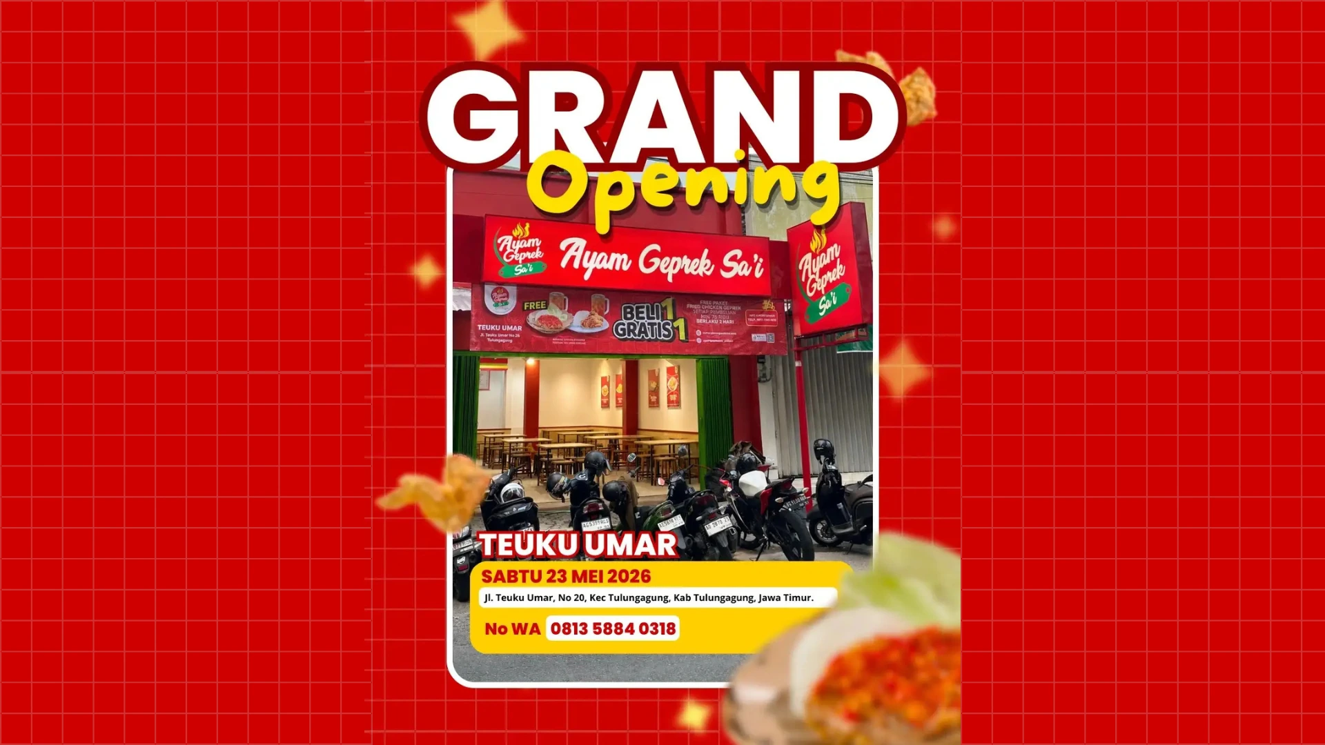 Ayam Geprek Sa'i Kembali MembukaCabang Baru di Tulungagung